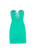 Mini 'V' Decollete Stone Detailed Mini Dress
